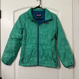 Patagonia Primaloft Nano Puff Diamond Quilt Jacket Girls Size Large 12 Green